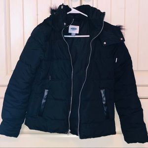 Women’s fur black winter coat jacket